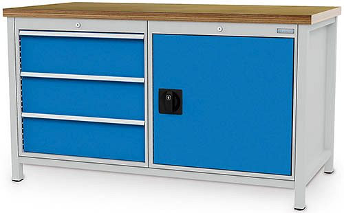 Bedrunka+Hirth Kastenwerkbank Serie 1500 R24-24, 3x200 mm, Schubladen-Vollauszug 100%, 1500 x 750 x 959 mm, 03.15.31V9
