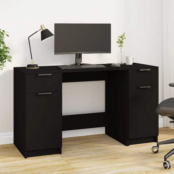 vidaXL Schreibtisch mit Beistellschrank Schwarz Holzwerkstoff, 3115909