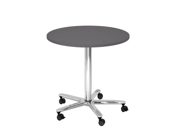 Hammerbacher Säulenhubtisch 80cm rund Graphit/Chrom, VST08/G/C