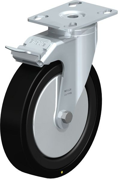 Blickle LKPA-VPA 150K-FI-EL-FA Apparate-Lenkrolle mit Anschraubplatte & Feststeller, Vollgummi, Schwarz, 286195