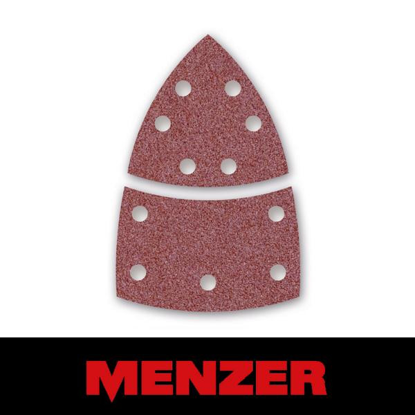 Menzer Klett-Schleifblatt, 93 mm + 62 x 102 mm, 11 Loch, Körnung 100, Normalkorund, VE: 50, 261211100