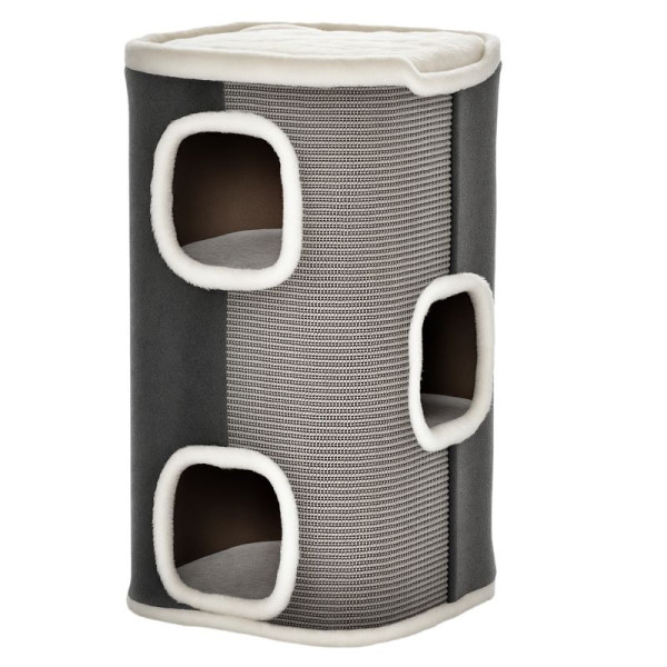 PawHut Kratztonne für Katzen Katzenkratzbaum 3 Ebenen Katzenbaum Kletterbaum für Katzen, D30-423