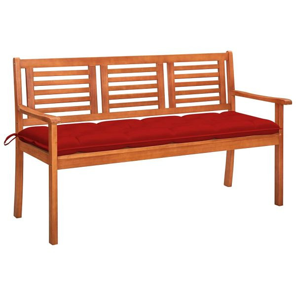 vidaXL 3-Sitzer-Gartenbank mit Auflage 150 cm Massivholz Eukalyptus, 3061017