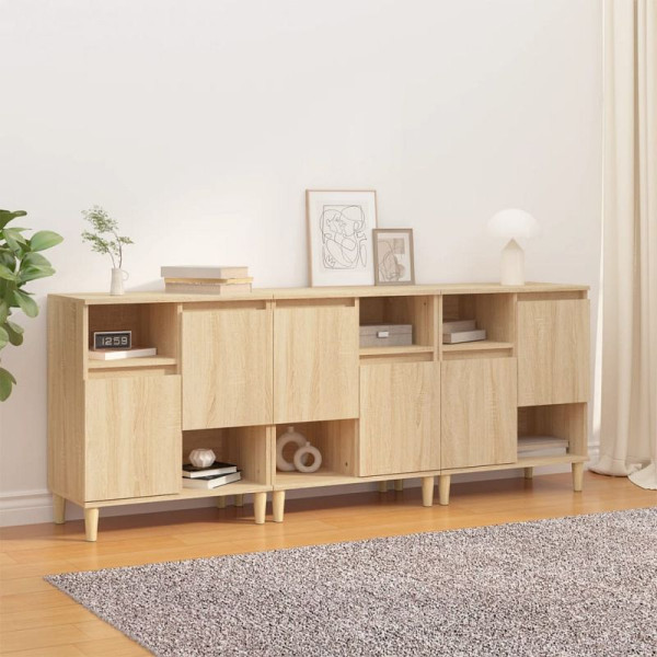 vidaXL Sideboards, VE: 3 Stück, Sonoma-Eiche 60x35x70 cm Holzwerkstoff, 3185738