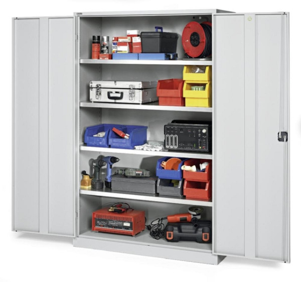 Deskin Materialschrank aus Stahl - XXL-Tiefe 600 mm, Farbe Lichtgrau RAL 7035, B 1200 x H 1950 x T 600 mm, 212022