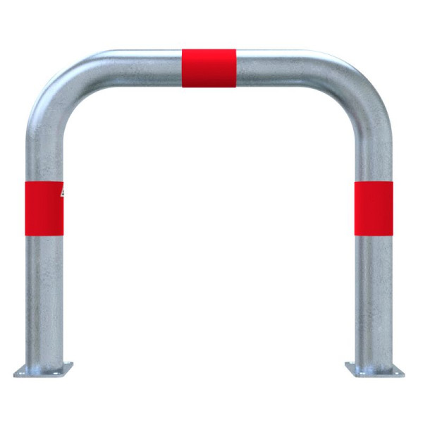 STEIN HGS Absperrbügel zum Aufdübeln aus Stahlrohr Ø76 mm, Breite 750 mm, silber, rot, rot, 80470.0005