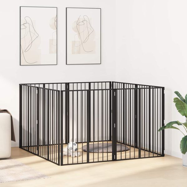 vidaXL Hundetor 8-teilig Schwarz 80 x 100 cm Verzinkter Stahl, 892004
