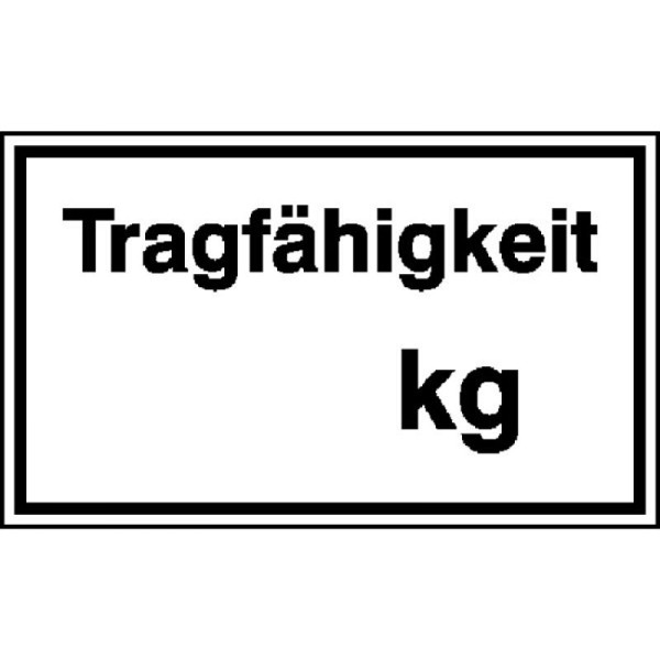 Stein HGS Hinweisschild zur Betriebskennzeichnung, Tragfähigkeit kg, 300x200mm/Alu, geprägt, 11.5030
