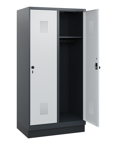 C+P Spind Evolo PLUS, Sockel, 2 Abteile, 1630x800x500mm, 7016/7035, Drehriegel, 0490205-22 S10017