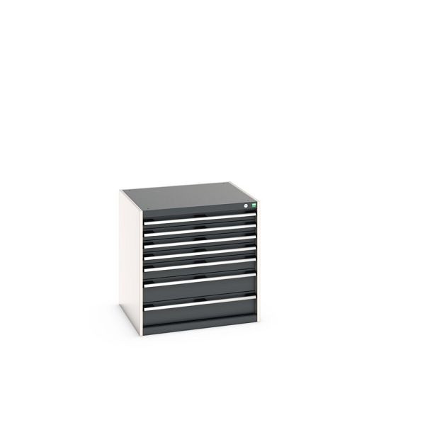 bott cubio Schubladenschrank bestückt, mit 7 Schubladen, BxTxH: 800x750x800mm, RAL 7035/7016, Anthrazitgrau, 40028100.19V