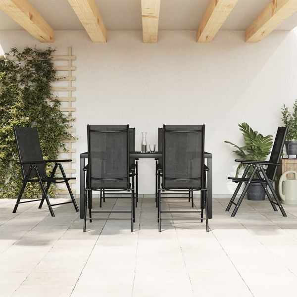 vidaXL 7-teilig Garten-Essgruppe Schwarz Aluminium, 3200603