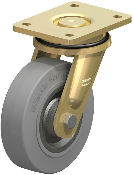 Blickle LS-SE 160K-SG Stahlgeschweißte Schwerlast-Lenkrolle, schwere Drehkranz-Ausführung, Elastik-Vollgummi, Grau, 440164