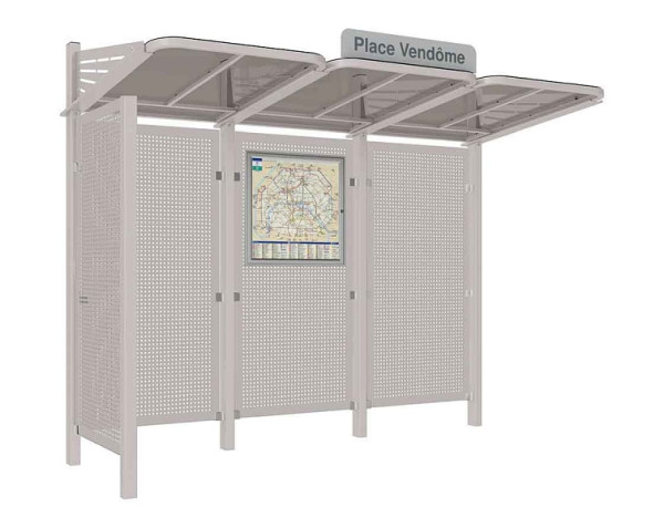 Procity Wartehalle Convi® Rückwand Und 1 Seitenverkleidung Links Aus Blech, Farbe RAL 7044, 529437.7044