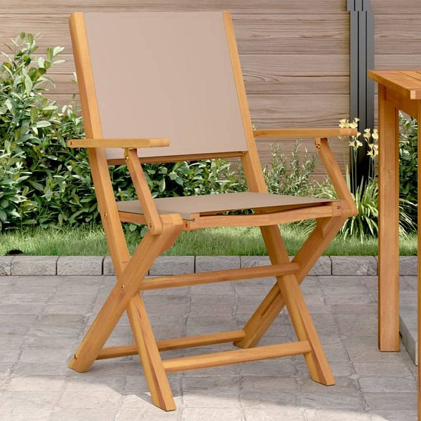 vidaXL Gartenstühle 2 Stück Taupe Massivholz Akazie & Stoff, 367671