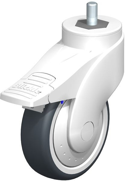 Blickle LWKXE-TPA 101XK-FI-ELS-FK-GSX10 Kunststoff-Lenkrolle WAVE, rostfrei, mit Gewindestift & Feststeller, Thermoplastisches Gummi-Elastomer, 752294