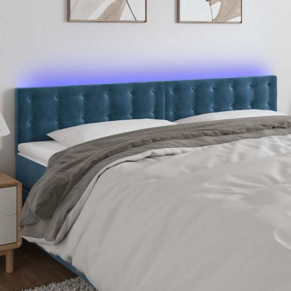 vidaXL LED Kopfteil Dunkelblau 160x5x78/88 cm Samt, 3122104