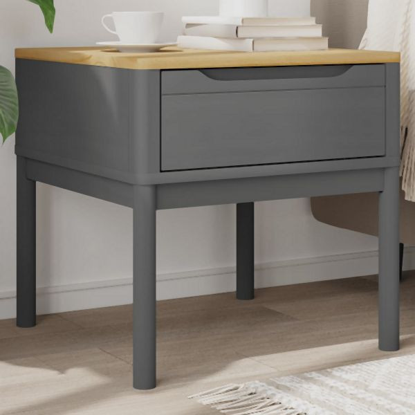 vidaXL Lampentisch FLORO Grau 55x55x54 cm Massivholz Kiefer, 374028