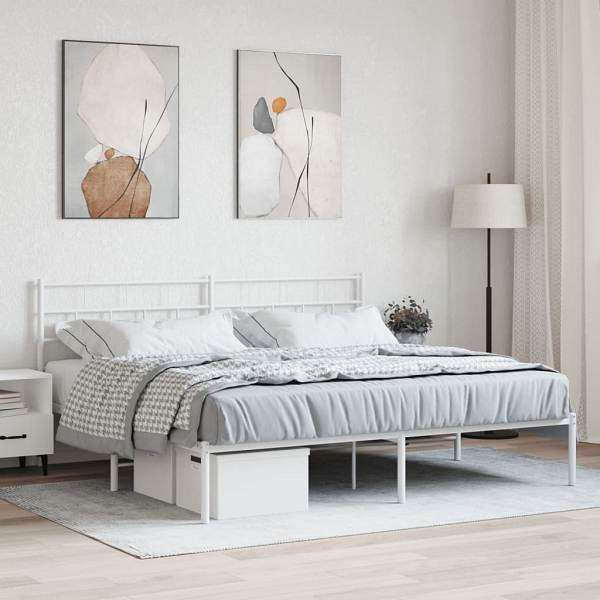 vidaXL Bettgestell mit Kopfteil Metall Weiß 183x213 cm, 355713