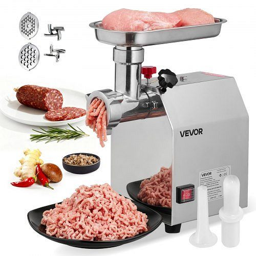 VEVOR 600W Elektrischer Tisch-Fleischwolf, 2,3 kg/min, Edelstahl, mit Klinge & Mahlplatte, Wurstmaschine, für Küche/Restaurant, SYTMDDJRJSYSWMYXS001V2