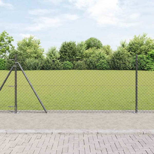 vidaXL Kettengliedzaun mit Pfosten Grau 0.8 x 25 m Stahl, 3351272