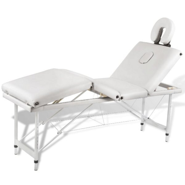 vidaXL Massagetisch mit Aluminiumrahmen, faltbar 4 Zonen Creme-Weiß, 110100