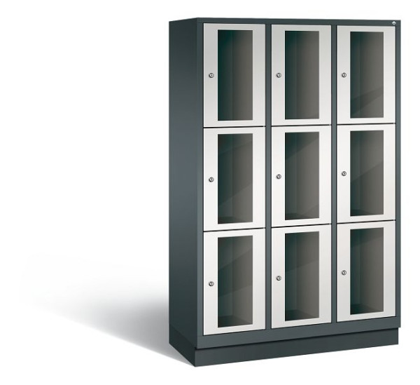 C+P Schließfachschrank Classic, 9 Fächer, H1800xB1200xT500 mm, Anthrazit/Grau, 8020A323 S10026