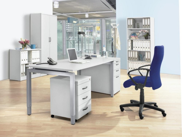 Deskin Schreibtisch 4-Fuß Comfort MULTI M, Dekor lichtgrau, B 1800 x T 800 x H 620 - 820 mm, 227389