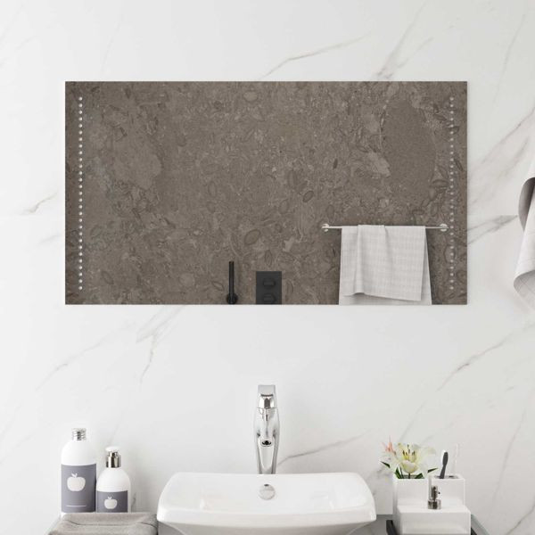 vidaXL LED-Badezimmerspiegel Transparent 90 x 50 cm Gehärtetes Glas, 42045782