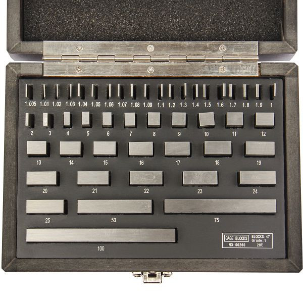 BOKA 47-teiliges Set metrische Stahlblöcke, Grad 1, JIS, aus GCr15 Lagerstahl, 630-0475