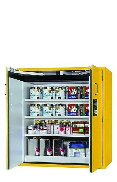 asecos Sicherheitsschrank S-CLASSIC-90, S90.129.120 in sicherheitsgelb RAL 1004 mit 3x Fachboden (Stahlblech), 30121-002-30156