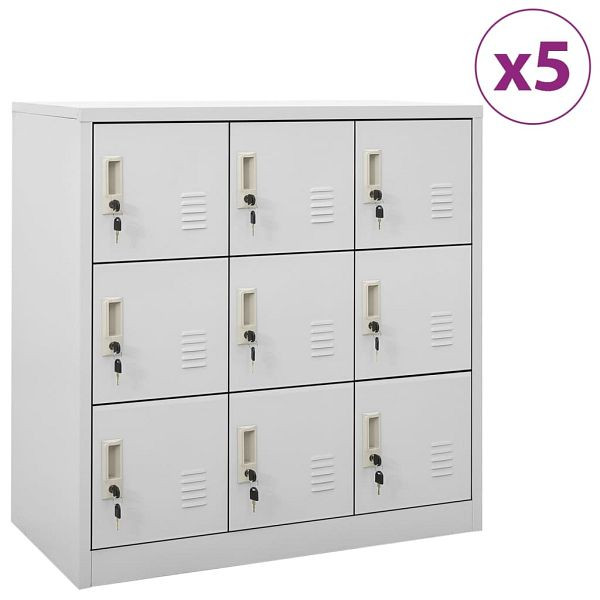 vidaXL Schließfachschränke 5 Stück Hellgrau 90x45x92,5 cm Stahl, 3095243