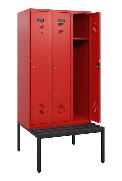 C+P Spind Evolo PLUS, 3 Abteile, 1950x900x815mm, 3020/3020, Zylinderschloss, Material Sitzfläche Kunststoff, Sitzbank, 0490505-30 S10106
