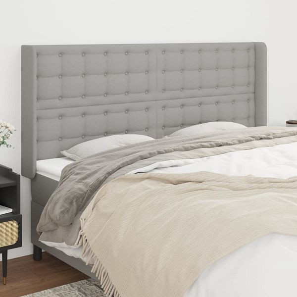 vidaXL Kopfteil mit Ohren Hellgrau 203x16x118/128 cm Stoff, 3120036