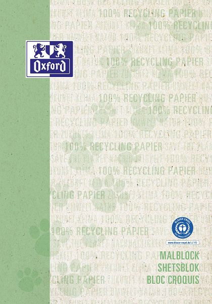 Oxford Malblock - A4, 90 g/qm, 100 Blatt, blanko, Recycling, 400159557