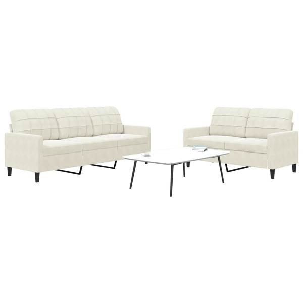vidaXL 2-tlg. Sofagarnitur mit Kissen Creme Samt, 3278399