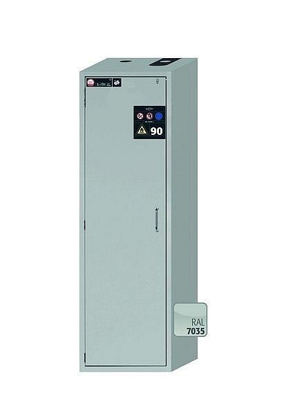 asecos Sicherheitsschrank S-CLASSIC-90, S90.196.060.WDAS in lichtgrau RAL 7035 mit 5x Auszugswanne Standard (Edelstahl), 30228-001-30273