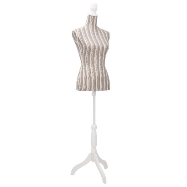 vidaXL Damenbüste Schneiderpuppe Büste Torso Mannequin Leinen mit Streifen, 30031