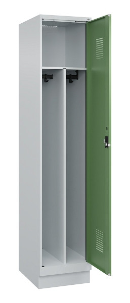 C+P Spind Evolo PLUS, mit Sockel, 1 Abteil, 1950x400x500mm, 7035/6011, Verschluss Zylinderschloss, 049020-12F S10037