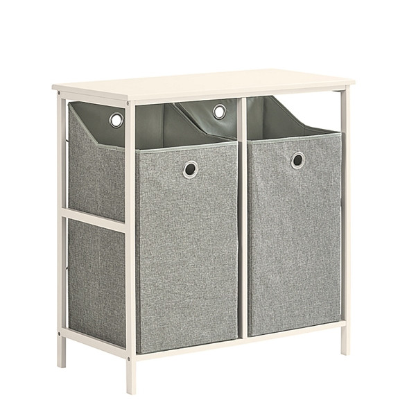 SoBuy Wäscheschrank mit zwei faltbaren Wäschekörben Weiß 77x38x80 cm, Funktional, BZR57-W