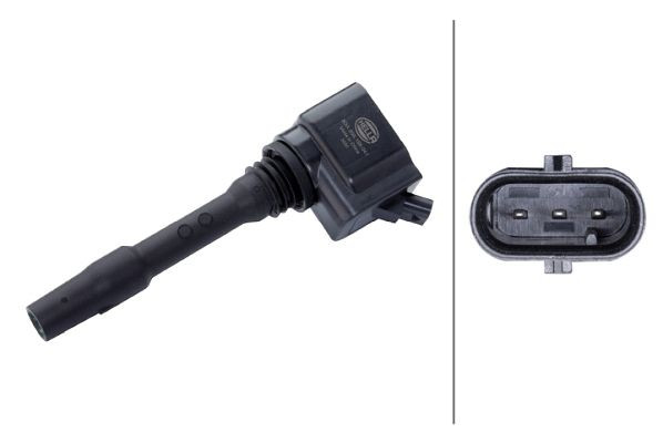 HELLA Zündspule, 14V, 3-polig, Kerzenschachtzündspule/Anschlussausführung SAE, geschraubt, 5DA 358 168-041