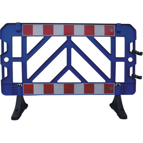 Stein HGS Schrankenzaun aus Kunststoff, BxH: 1500 x 1000mm, PVC-Füße mit Bohrung zum Aufdübeln, blau, 32456