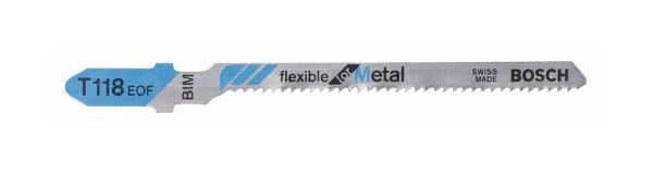 Bosch Stichsägeblatt T 118 EOF Flexible for Metal, 5er-Pack, VE: 10 Stück, 2608634237