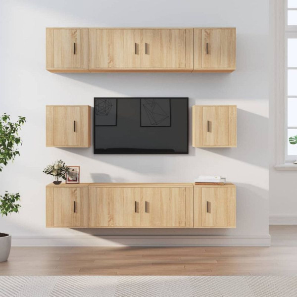 vidaXL 8-teiliges TV-Schrank-Set Sonoma-Eiche Holzwerkstoff, 3188673
