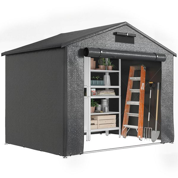 Outsunny Zeltgarage 2,5x1,8 m Wasserdicht Garagenzelt mit aufrollbarer Reißverschlusstür Belüftungsfenster Dunkelgrau, 84H-515V00CG