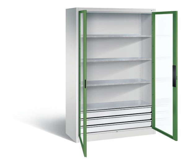 C+P Werkzeugschrank Acurado, H1950xB1200xT500mm, Farbe: Lichtgrau / Resedagrün, Muldengriff, 8931-5532 S10007