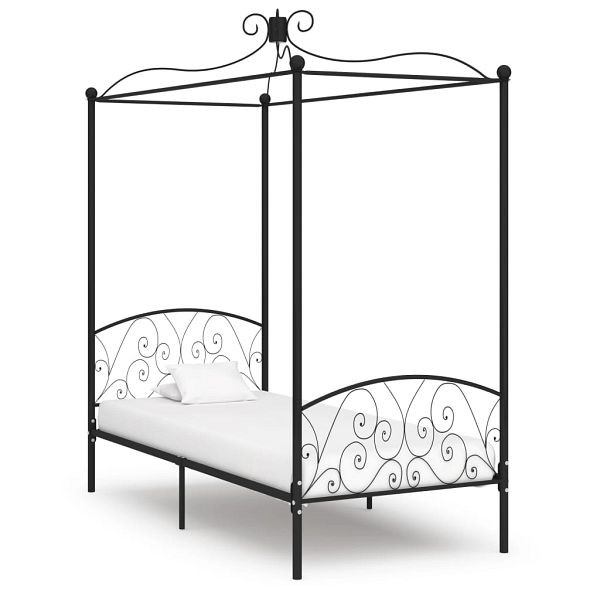 vidaXL Himmelbett-Gestell Schwarz Metall 90 x 200 cm, 284474
