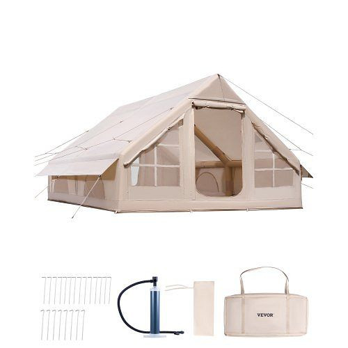 VEVOR Aufblasbares 4x3x2 m Zelt, 5-8 Personen, 300D Oxford mit Ofenanschluss & Handpumpe, 2 Türen, 4 Netzfenster, KJZP431MCQWZUXN7IV0