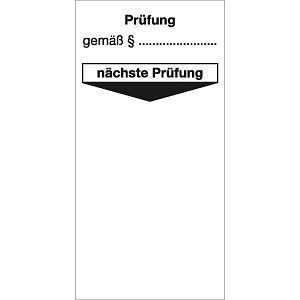 Moedel Grundplakette Prüfung gemäß § nächste Prüfung, Dokumentenfolie, 40x80mm, 10Stück/Bogen, 52933