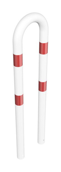 Schake Schutzbügel Ø76 mm feuerverzinkt, Breite 400 mm, Höhe über Flur 1150mm, zum Einbetonieren, weiß / rot, 477_07B