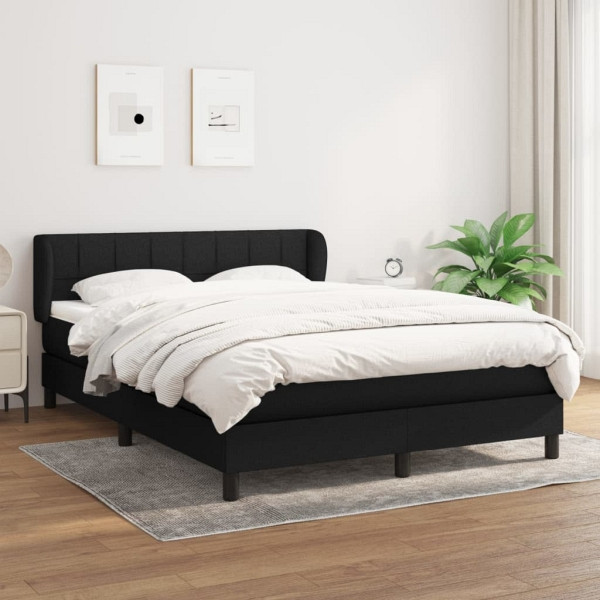 vidaXL Boxspringbett mit Matratze Schwarz 140x200 cm Stoff, 3126247